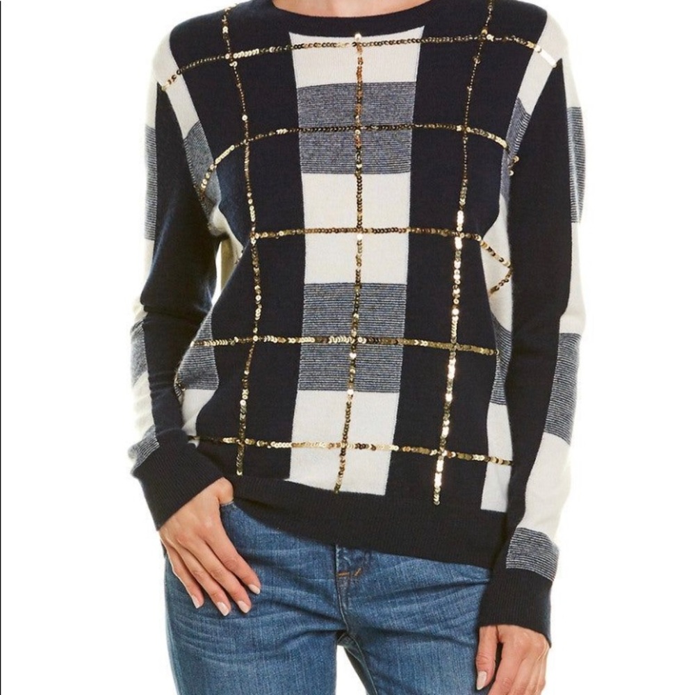 Autumn Cashmere Plaid Sequin Sweater (S)